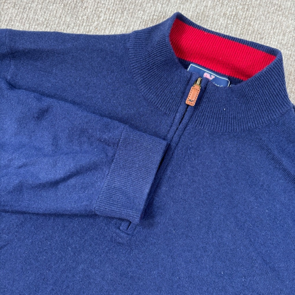 Vineyard Vines Mens XXL Navy Blue 100% Cashmere Quarter Zip Sweater Pullover